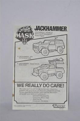 VINTAGE G1 1985 MASK M.A.S.K. JACKHAMMER INSTRUCTIONS